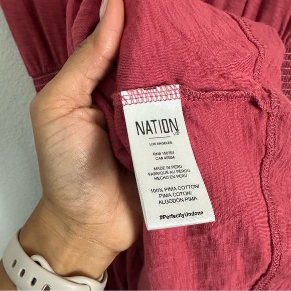 Nation Ltd Martine Pima Cotton Midi Dress Pink Size XS - Picture 3 of 5